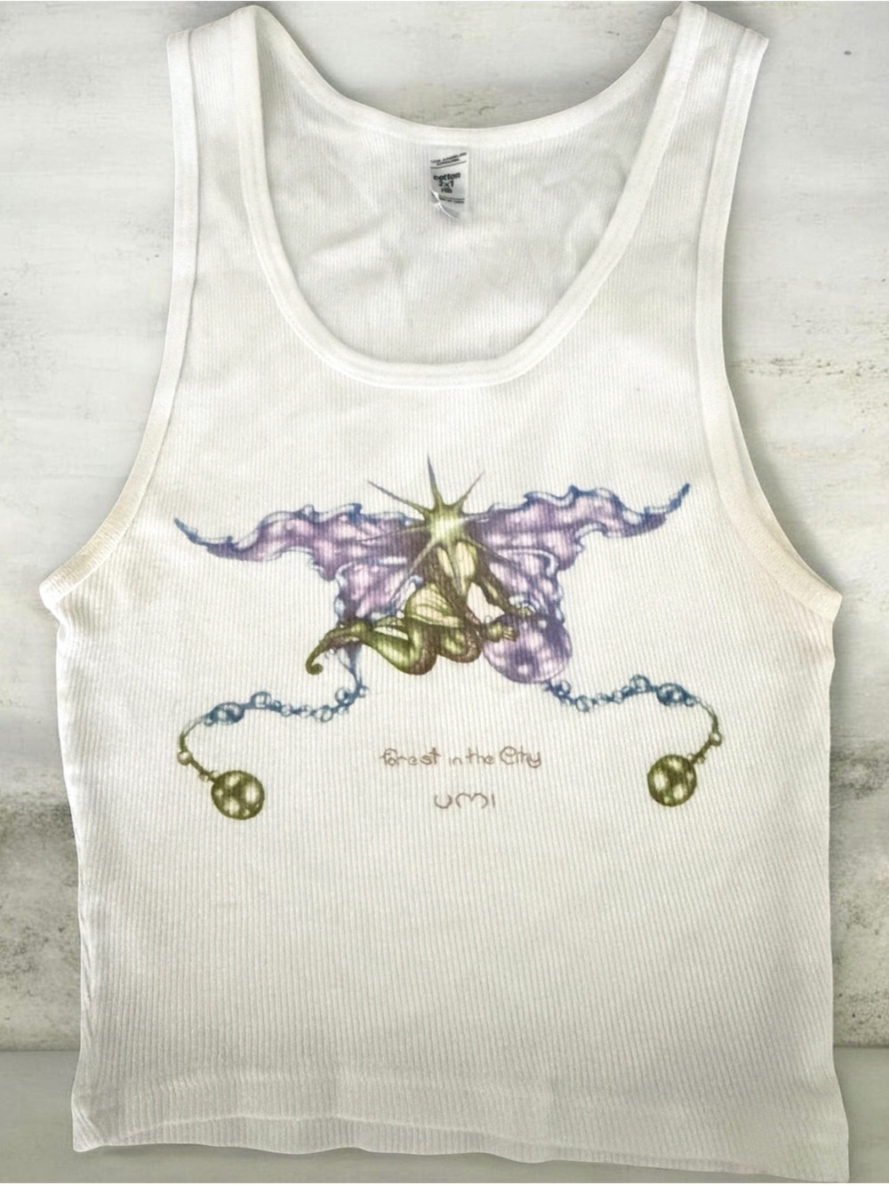 Vintage Fairy Graphic Ribbed Tank Top Y2K Forest in the City UMI Made in USA